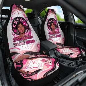 African American Breast Cancer Awareness Queen Car Seat Cover Pink Ribbon Floral Butterfly Boxing Gloves Warrior Art