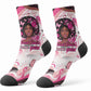 African American Breast Cancer Awareness Queen Crew Socks Pink Ribbon Floral Butterfly Boxing Gloves Warrior Art
