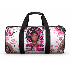 African American Breast Cancer Awareness Queen Duffle Bag Pink Ribbon Floral Butterfly Boxing Gloves Warrior Art