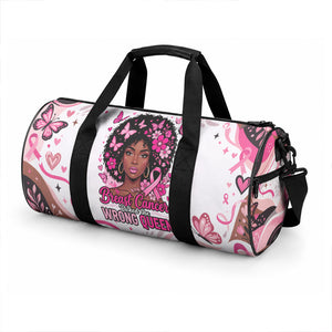 African American Breast Cancer Awareness Queen Duffle Bag Pink Ribbon Floral Butterfly Boxing Gloves Warrior Art