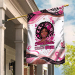 African American Breast Cancer Awareness Queen Garden Flag Pink Ribbon Floral Butterfly Boxing Gloves Warrior Art