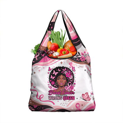 African American Breast Cancer Awareness Queen Grocery Bag Pink Ribbon Floral Butterfly Boxing Gloves Warrior Art