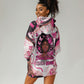 African American Breast Cancer Awareness Queen Hoodie Dress Pink Ribbon Floral Butterfly Boxing Gloves Warrior Art