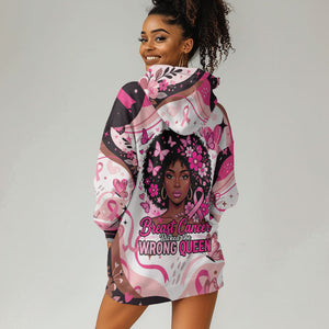 African American Breast Cancer Awareness Queen Hoodie Dress Pink Ribbon Floral Butterfly Boxing Gloves Warrior Art