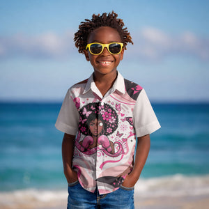 African American Breast Cancer Awareness Queen Kid Hawaiian Shirt Pink Ribbon Floral Butterfly Boxing Gloves Warrior Art