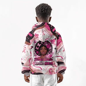 African American Breast Cancer Awareness Queen Kid Hoodie Pink Ribbon Floral Butterfly Boxing Gloves Warrior Art