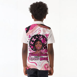 African American Breast Cancer Awareness Queen Kid Polo Shirt Pink Ribbon Floral Butterfly Boxing Gloves Warrior Art