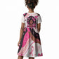 African American Breast Cancer Awareness Queen Kid Short Sleeve Dress Pink Ribbon Floral Butterfly Boxing Gloves Warrior Art