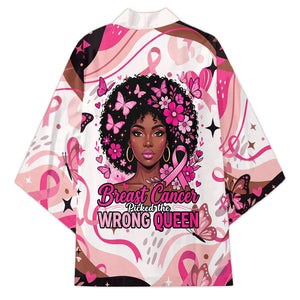 African American Breast Cancer Awareness Queen Kimono Pink Ribbon Floral Butterfly Boxing Gloves Warrior Art