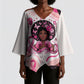 African American Breast Cancer Awareness Queen Kimono Sleeve Blouse Pink Ribbon Floral Butterfly Boxing Gloves Warrior Art