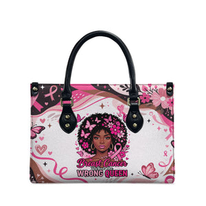 African American Breast Cancer Awareness Queen Leather Bag Pink Ribbon Floral Butterfly Boxing Gloves Warrior Art