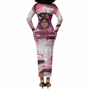 African American Breast Cancer Awareness Queen Long Sleeve Bodycon Dress Pink Ribbon Floral Butterfly Boxing Gloves Warrior Art
