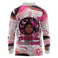 African American Breast Cancer Awareness Queen Long Sleeve Polo Shirt Pink Ribbon Floral Butterfly Boxing Gloves Warrior Art