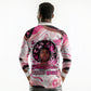 African American Breast Cancer Awareness Queen Long Sleeve Polo Shirt Pink Ribbon Floral Butterfly Boxing Gloves Warrior Art