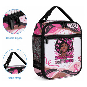 African American Breast Cancer Awareness Queen Lunch Bag Pink Ribbon Floral Butterfly Boxing Gloves Warrior Art