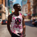 African American Breast Cancer Awareness Queen Men Tank Top Pink Ribbon Floral Butterfly Boxing Gloves Warrior Art