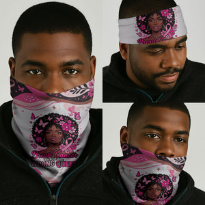 African American Breast Cancer Awareness Queen Neck Gaiter Pink Ribbon Floral Butterfly Boxing Gloves Warrior Art