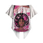 African American Breast Cancer Awareness Queen Off Shoulder Wrap Waist Top Pink Ribbon Floral Butterfly Boxing Gloves Warrior Art