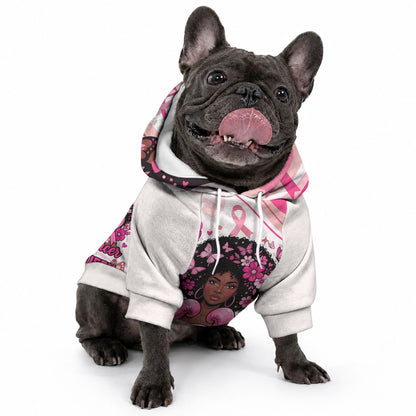 African American Breast Cancer Awareness Queen Pet Hoodie Pink Ribbon Floral Butterfly Boxing Gloves Warrior Art