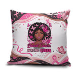 African American Breast Cancer Awareness Queen Pillow Cover Pink Ribbon Floral Butterfly Boxing Gloves Warrior Art