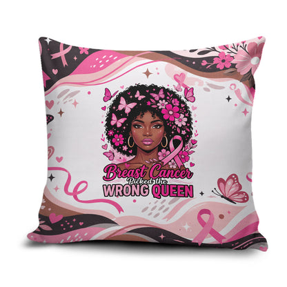 African American Breast Cancer Awareness Queen Pillow Cover Pink Ribbon Floral Butterfly Boxing Gloves Warrior Art