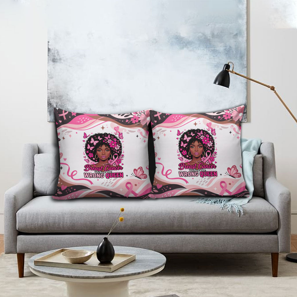 African American Breast Cancer Awareness Queen Pillow Cover Pink Ribbon Floral Butterfly Boxing Gloves Warrior Art