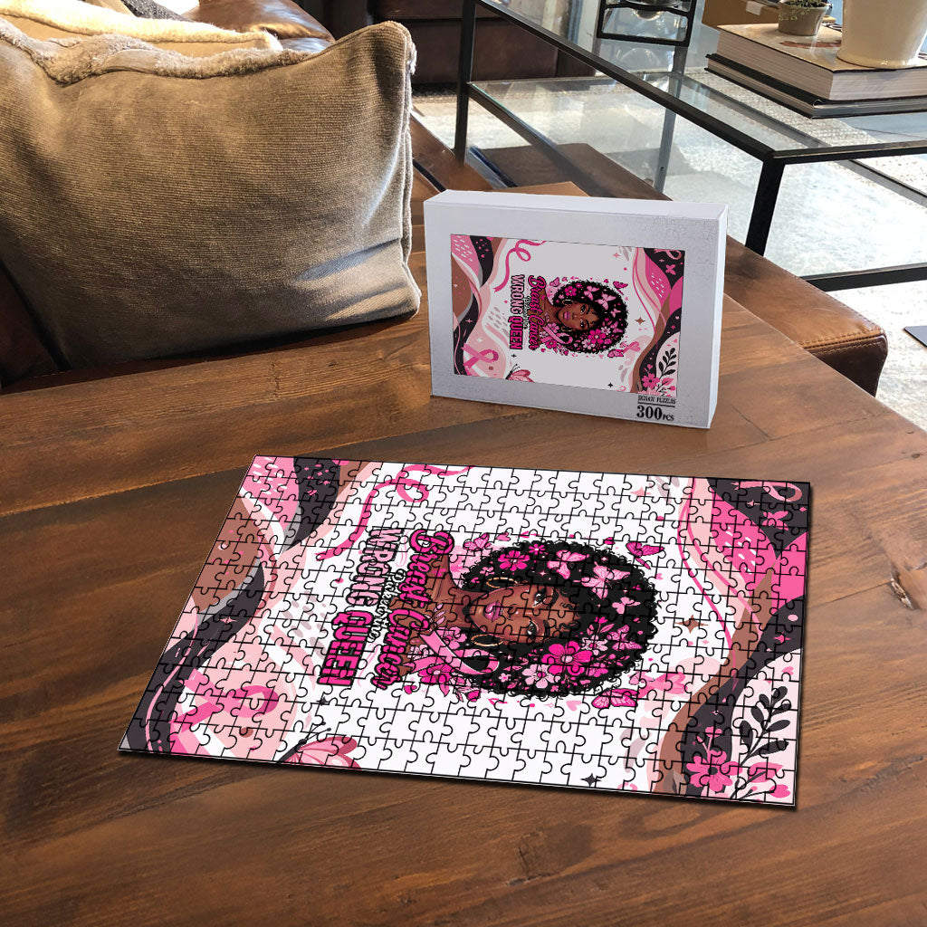 African American Breast Cancer Awareness Queen Puzzle Pink Ribbon Floral Butterfly Boxing Gloves Warrior Art