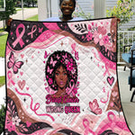 African American Breast Cancer Awareness Queen Quilt Pink Ribbon Floral Butterfly Boxing Gloves Warrior Art