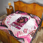 African American Breast Cancer Awareness Queen Quilt Pink Ribbon Floral Butterfly Boxing Gloves Warrior Art