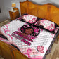 African American Breast Cancer Awareness Queen Quilt Bed Set Pink Ribbon Floral Butterfly Boxing Gloves Warrior Art