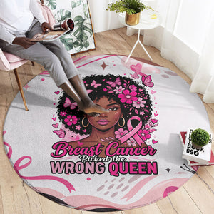 African American Breast Cancer Awareness Queen Round Carpet Pink Ribbon Floral Butterfly Boxing Gloves Warrior Art