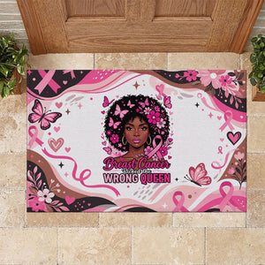 African American Breast Cancer Awareness Queen Rubber Doormat Pink Ribbon Floral Butterfly Boxing Gloves Warrior Art