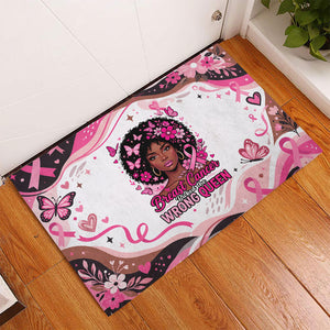 African American Breast Cancer Awareness Queen Rubber Doormat Pink Ribbon Floral Butterfly Boxing Gloves Warrior Art