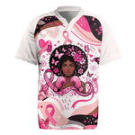 African American Breast Cancer Awareness Queen Rugby Jersey Pink Ribbon Floral Butterfly Boxing Gloves Warrior Art