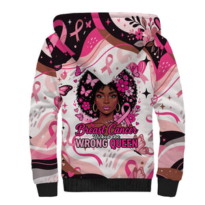 African American Breast Cancer Awareness Queen Sherpa Hoodie Pink Ribbon Floral Butterfly Boxing Gloves Warrior Art