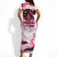 African American Breast Cancer Awareness Queen Short Sleeve Bodycon Dress Pink Ribbon Floral Butterfly Boxing Gloves Warrior Art