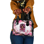 African American Breast Cancer Awareness Queen Shoulder Handbag Pink Ribbon Floral Butterfly Boxing Gloves Warrior Art