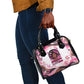 African American Breast Cancer Awareness Queen Shoulder Handbag Pink Ribbon Floral Butterfly Boxing Gloves Warrior Art