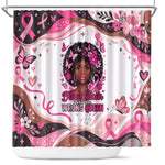 African American Breast Cancer Awareness Queen Shower Curtain Pink Ribbon Floral Butterfly Boxing Gloves Warrior Art