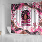 African American Breast Cancer Awareness Queen Shower Curtain Pink Ribbon Floral Butterfly Boxing Gloves Warrior Art