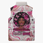 African American Breast Cancer Awareness Queen Sleeveless Puffer Jacket Pink Ribbon Floral Butterfly Boxing Gloves Warrior Art