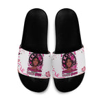 African American Breast Cancer Awareness Queen Slide Sandals Pink Ribbon Floral Butterfly Boxing Gloves Warrior Art