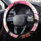 African American Breast Cancer Awareness Queen Steering Wheel Cover Pink Ribbon Floral Butterfly Boxing Gloves Warrior Art