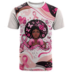 African American Breast Cancer Awareness Queen T shirt Pink Ribbon Floral Butterfly Boxing Gloves Warrior Art