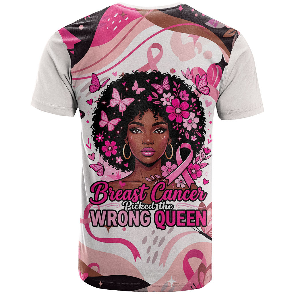 African American Breast Cancer Awareness Queen T shirt Pink Ribbon Floral Butterfly Boxing Gloves Warrior Art