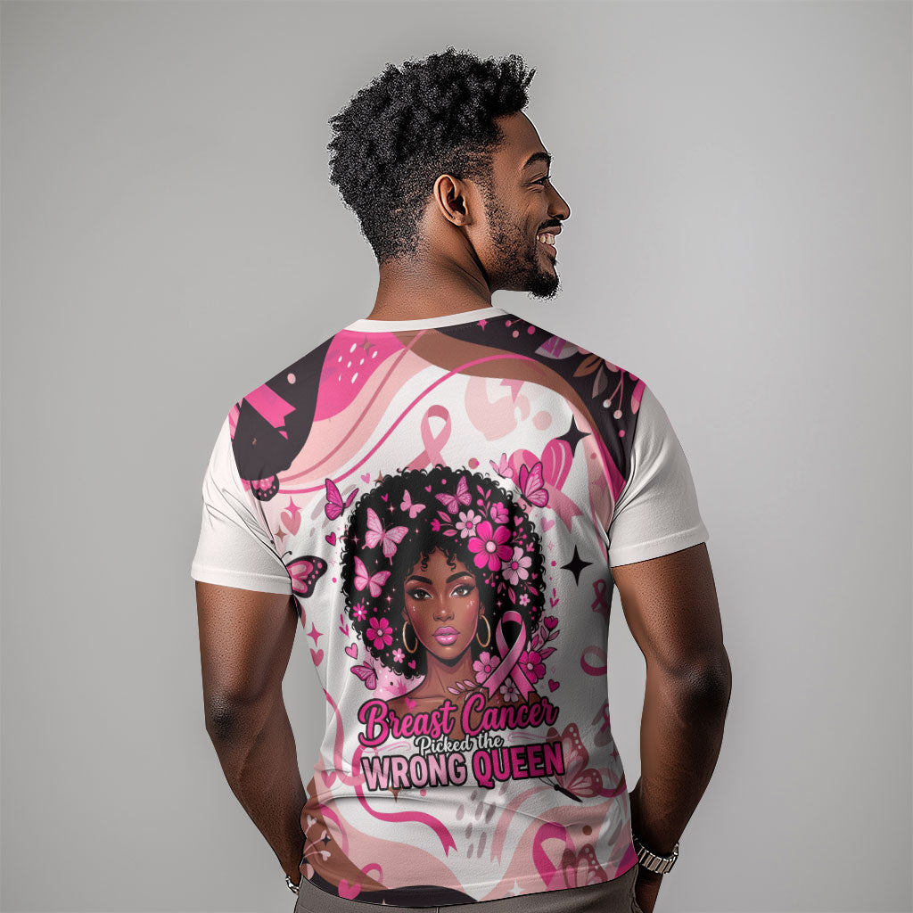 African American Breast Cancer Awareness Queen T shirt Pink Ribbon Floral Butterfly Boxing Gloves Warrior Art