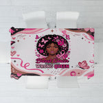 African American Breast Cancer Awareness Queen Tablecloth Pink Ribbon Floral Butterfly Boxing Gloves Warrior Art