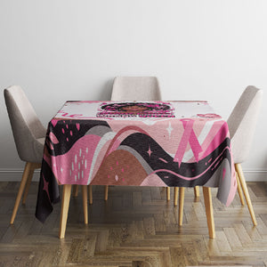 African American Breast Cancer Awareness Queen Tablecloth Pink Ribbon Floral Butterfly Boxing Gloves Warrior Art