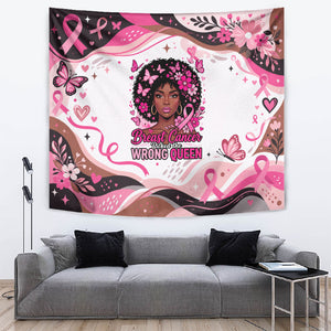 African American Breast Cancer Awareness Queen Tapestry Pink Ribbon Floral Butterfly Boxing Gloves Warrior Art