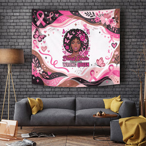African American Breast Cancer Awareness Queen Tapestry Pink Ribbon Floral Butterfly Boxing Gloves Warrior Art